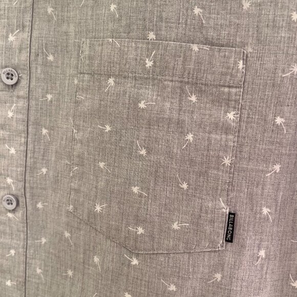 Billabong men’s gray palm tree print button front short sleeve shirt size L - Picture 4 of 6